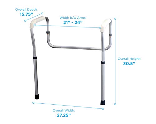 NOVA Medical Products Toilet Rails & Frame, Handrails for Toilet Seat, Safety Support Frame for Bathroom Toilet, Quick and Easy Installation, Grey (8200-R)