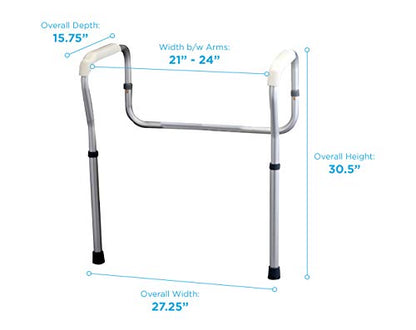 NOVA Medical Products Toilet Rails & Frame, Handrails for Toilet Seat, Safety Support Frame for Bathroom Toilet, Quick and Easy Installation, Grey (8200-R)