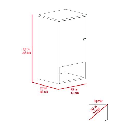 Kitchen Bathroom Wall Cabinet Medicine Cabinet, Garage or Laundry Room Wall Storage Cabinet, Single Door Linen Tower Bathroom Cabinet with Open Shelf, White - color: White