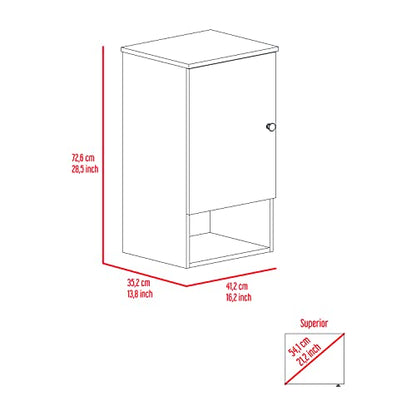 Kitchen Bathroom Wall Cabinet Medicine Cabinet, Garage or Laundry Room Wall Storage Cabinet, Single Door Linen Tower Bathroom Cabinet with Open Shelf, White - color: White