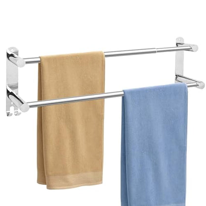 Stainless Steel Towel Bar, Adjustable Towel Racks for Bathroom | 28IN Adjustable Screw Mounting Towel Holder for Bathroom Wall, Tape Hook Bathroom Towel Rack,Towel Bar for Bathroom Wall - color: Natural Quality