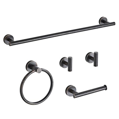 Oil Rubbed Bronze Bathroom Hardware Set 5 Piece with Towel Racks for Bathroom, SUS304 Stainless Steel Bath Towel Bar Set, 24 Inch Wall Mounted Accessories Kit - color: Oil Rubbed Bronze