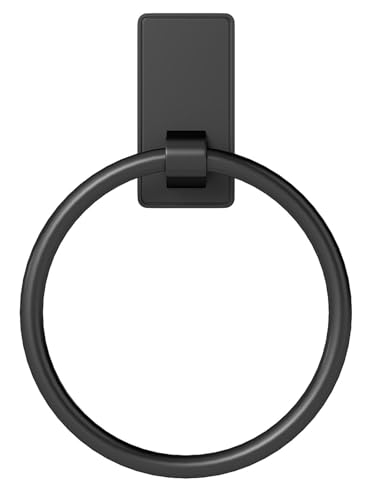 Towel Ring, SUS304 Hand Towel Holder for Bathroom，Adhesive Towel Holder Bathroom Towel Hanger for Bathroom, Matte Black - color: Matte Black, size: Round(1-pack)