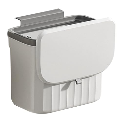 Wall Mounted Trash Can Bin with Lid Waste Bin 8.5/12L Kitchen Hanging Trash Bin Garbage Recycle Dustbin Rubbish Bins Garbage Basket for Bathroom, White, large