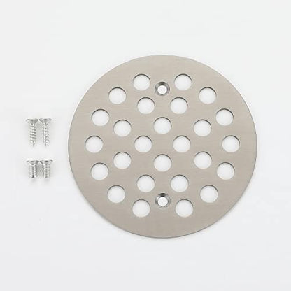 4-1/4 Inch Screw-in Round Shower Drain Cover Replacement Floor Drainer Grate with Screws (Brushed Nickel) - color: Brushed Nickel