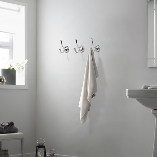 TUNNY Towel Hook Bathroom-2 Pack Polished Nickel(PVD-Nickel) Double Robe/Towel Hook Wall Mounted Hook for Bathroom Bedroom Kitchen - color: PVD-Nickel