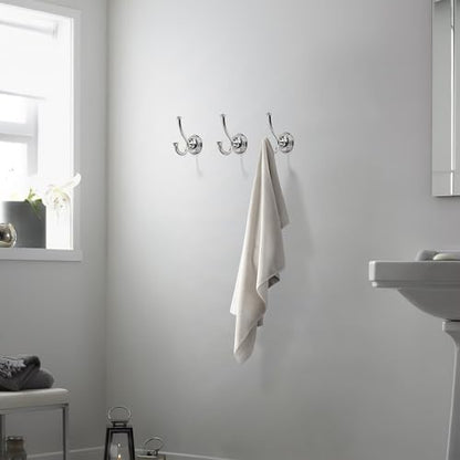 TUNNY Towel Hook Bathroom-2 Pack Polished Nickel(PVD-Nickel) Double Robe/Towel Hook Wall Mounted Hook for Bathroom Bedroom Kitchen - color: PVD-Nickel