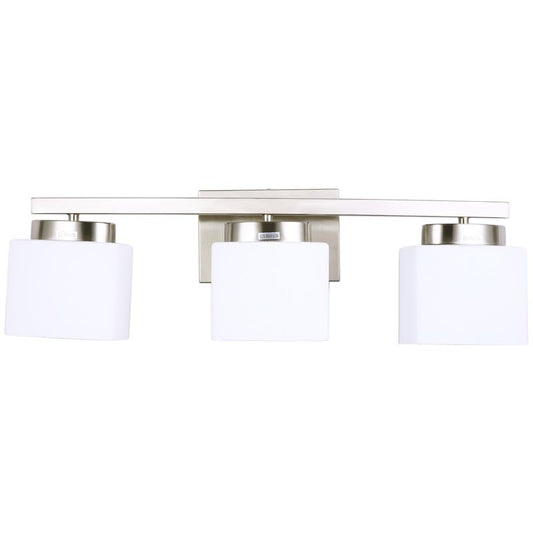 3 Light Bathroom Vanity Light Over Mirror, Modern Brushed Nickel Vanity Lights with Milky Glass Shade, 23 inches Vanity Lighting Fixtures for Bathroom Lighting - color: Brushed Nickel, size: 3-Light