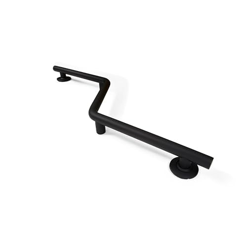 Bathroom Grab Bar, 38 inch Stainless Steel, Right Handed Zuma Bar, 1.25 inch Diameter, Handicap Grab Bar, Safety Rail, Matte Black - color: Matte Black, style: Right-Hand