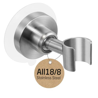 KES Shower Head Holder Wall Mount, 18/8 Stainless Steel Adjustable Handheld Shower Head Holder (21mm-23mm) No Drill Adhesive Metal Shower Head Holders Brushed Finish, C207DF-BS