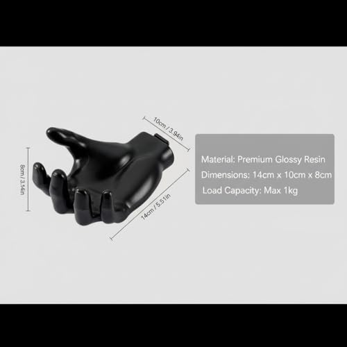 1pc Black Hand-Shaped Wall-Mounted Soap Dish, Moisture Resistant Resin, Matte Finish, Space-Saving Design, 5.51 x 3.94 x 3.14 in