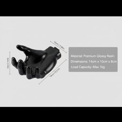 1pc Black Hand-Shaped Wall-Mounted Soap Dish, Moisture Resistant Resin, Matte Finish, Space-Saving Design, 5.51 x 3.94 x 3.14 in