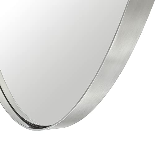 Brushed Nickel Oval Recessed Bathroom Medicine Cabinet with Mirror Stainless Steel Metal Framed Oblong Pill Shaped Bathroom Cabinet with Mirror 16x33'' - color: Brushed Nickel