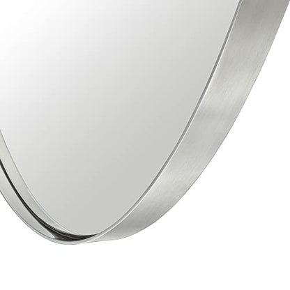 Brushed Nickel Oval Recessed Bathroom Medicine Cabinet with Mirror Stainless Steel Metal Framed Oblong Pill Shaped Bathroom Cabinet with Mirror 16x33'' - color: Brushed Nickel