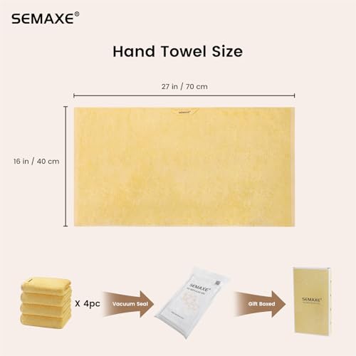 4-Pack Yellow Cotton Hand Towels for Bathroom with Hanging Loops | Sink-side towels for drying hands and face, ideal for bathrooms, guest baths, powder rooms, OEKO-TEX certified, easy care - color: A01: Yellow