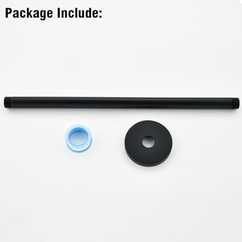 RANDOM Shower Arm with Flange,16 Inches Ceiling Mount Shower Head Extension Arm Straight Arm Ceiling-Mounted For Fixed Shower Head,Matte Black.RD91038-16MB - color: 16″ Matte Black(Round Flange)