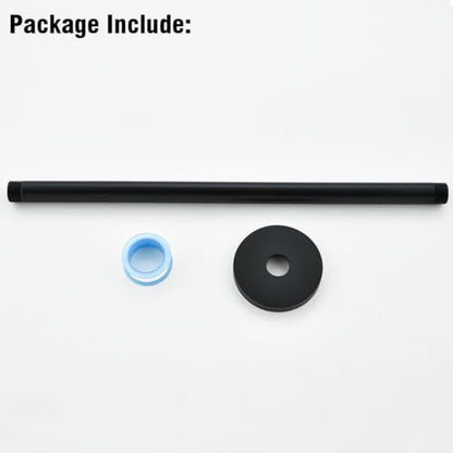 RANDOM Shower Arm with Flange,16 Inches Ceiling Mount Shower Head Extension Arm Straight Arm Ceiling-Mounted For Fixed Shower Head,Matte Black.RD91038-16MB - color: 16″ Matte Black(Round Flange)