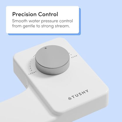 TUSHY Fresh Dual Nozzle Cool Water Bidet, Matte Silver Knob | Ultra Slim Toilet Seat Attachment, Non-Electric, 180° Front and Rear Wash, Self-Cleaning, 10 Minute DIY Install - color: Matte Silver Knob, style: Dual Nozzle