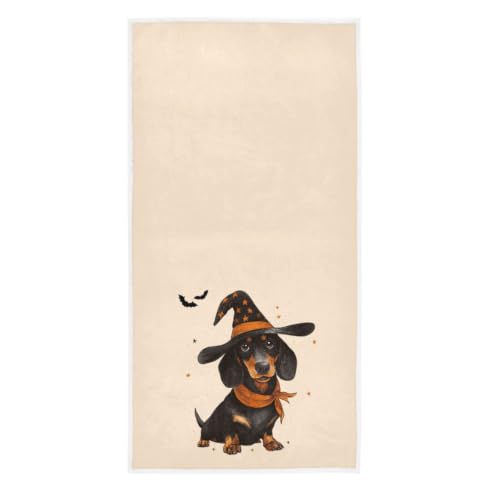 Naanle Spooky Halloween Witch Bats Tombstones Soft Bath Towel Large Hand Towels Multipurpose for Bathroom, Hotel, Gym and Spa (16" x 30",Orange Black) - color: Halloween