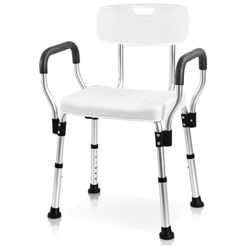 Sangohe Shower Chair, Heavy Duty Shower Seat with Back, Arms, Adjustable Height, Ideal for Bathtub, Handicap, Elderly, 796C - size: Large with Adjustable Height