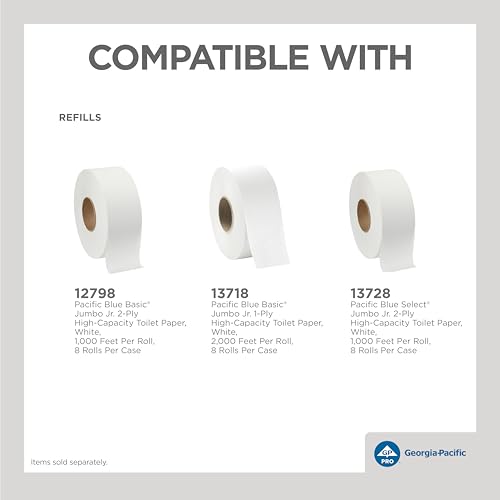 Georgia-Pacific Single-Roll Jumbo Toilet Paper Dispenser by GP PRO (Georgia-Pacific), Translucent Smoke, 59009, 10.610" W x 5.390" D x 11.290" H - style: 1-Roll