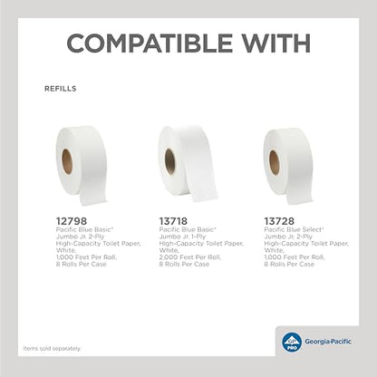 Georgia-Pacific Single-Roll Jumbo Toilet Paper Dispenser by GP PRO (Georgia-Pacific), Translucent Smoke, 59009, 10.610" W x 5.390" D x 11.290" H - style: 1-Roll