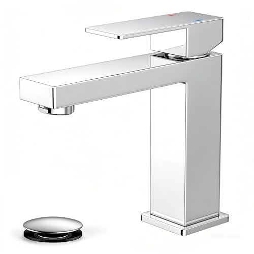 FORIOUS Bathroom Faucet 1 Hole, Single Handle Vanity Sink Faucets Chrome | For 1 or 3 Hole 4 Inch Centerset Sink, with Pop-up Drain, NSF61 Certificate, Single Handle Faucet for Sink Vanity RV Restroom - color: Chrome, size: Short
