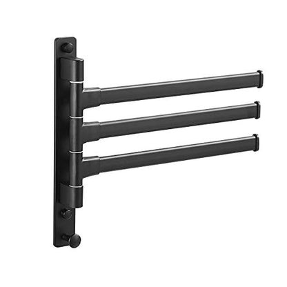 Swivel Hand Towel Bar Bathroom Swing Hanger Towel Rack Holder Matte Black Finish, Wall Mounted, 3-Arm - size: 3-Arm
