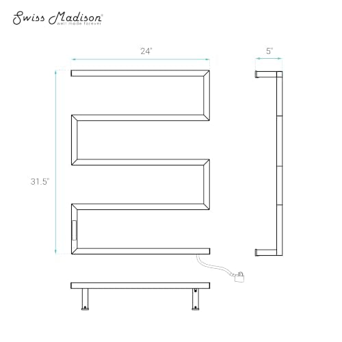 Swiss Madison Voltaire 5-Bar Electric Towel Warmer Heated Towel Racks for Bathroom in Chrome - color: Chrome