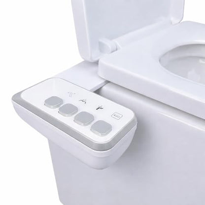 Bidet Attachment – Non-Electric Fresh Water Toilet Bidet with One-Touch Start/Stop Cleaning, Adjustable Water Pressure, Self-Cleaning Front & Rear Nozzles, 5-Min Easy Installation (White)