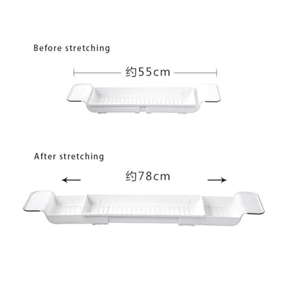 Expandable Bathtub Tray Adjustable Bathtub Storage Shelf Holder For Book Wine Phone Multifunctional Bathroom Tub Rack