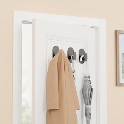 Aikzik Adhesive Towel Hooks - 4 Pack 26LB Extra Strong Heavy Duty Wall Hooks for Bathroom/Shower Door Hanging Coat, Robe, Towel, Dogs' Leads and Collars (Matte Black, Stainless Steel) - color: Black-4