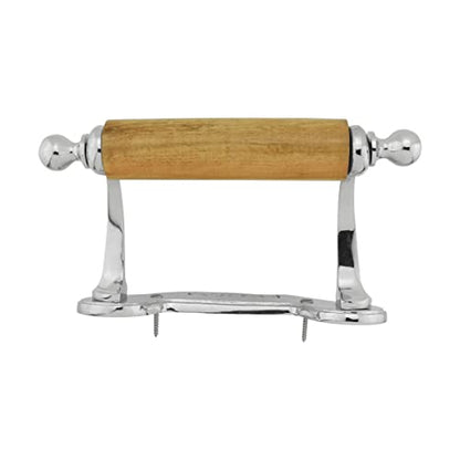 Stylish Wall Mount Toilet Paper Holder 6.5" W Chrome Plated Solid Brass Easy Install Toilet Tissue Paper Holders with Wooden Roll for Bathrooms Includes Hardware Renovators Supply Manufacturing - color: Chrome Knight