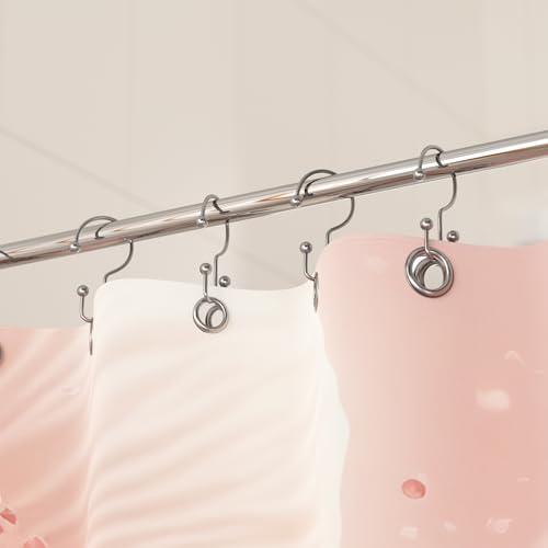 Titanker Shower Curtain Hooks Rings, Rust Resistant Metal Minimalist Simple Double Glide Shower Hooks Rings for Bathroom Shower Rods Curtains, Set of 12 Hooks - Chrome - color: Chrome, style: Minimalist