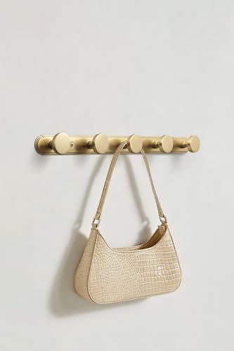 Goo-Ki 1 Pack Champagne Bronze Coat Rack Wall Mount Heavy Duty, Towel Rack Zinc Alloy Coat Hooks Wall Mounted for Hanging Bag Hat Clothe,6651UBR-H014-5 - color: Champagne Bronze, size: 5 Hooks