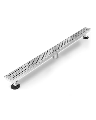 Linear Shower Drain 72 Inch Brushed Nickel,Bathroom Shower Floor Drain | 304 Stainless Steel, Modern, with Grate Removable&Adjustable Leveling Feet, for Bath, Kitchen, Remodel Shower, Tile Floor - color: Brushed Nickel, size: 72in