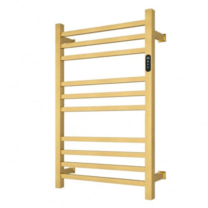 Luxury Gold Towel Warmer Rack for Bathroom, Wall Mounted Electric Heated Towel Rack with Timer & Fahrenheit Temperature Control, 10 Bar Stainless Steel Towel Heater for Bathroom(Brushed Gold) - size: 10 Bar