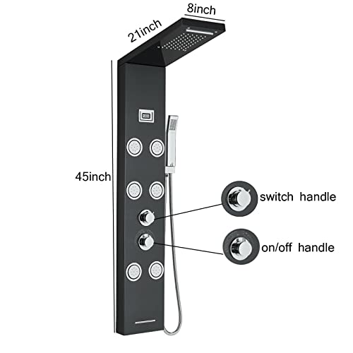 Stainless Steel Shower Panel Tower Rain Waterfall Massage Body Jet System Spray