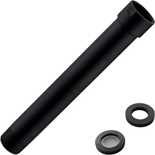 Black Shower Arm Extender 6 Inch Straight Extension Arm for Rainfall and Handheld Shower Head Combo, Female to Male NPT 1/2 Inch Shower Pipe, Matte Black - color: Black, style: 6-Inch