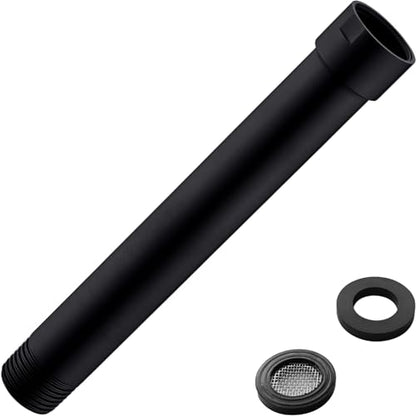 Black Shower Arm Extender 6 Inch Straight Extension Arm for Rainfall and Handheld Shower Head Combo, Female to Male NPT 1/2 Inch Shower Pipe, Matte Black - color: Black, style: 6-Inch