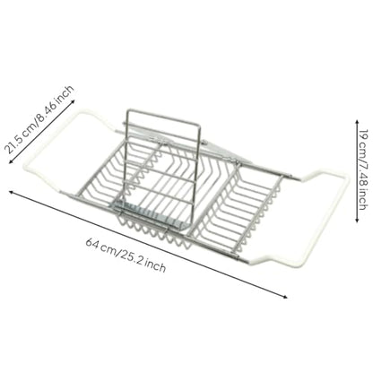 Bathtub Rack Adjustable Bathtub Tray Rust Resistant Bath Tray for Home Spa, Chrome Plated Silicone Handle Stainless Steel Bathroom Rack With Book Holder - style: Chrome Plated Silicone Handle Stainless Steel Bathroom Rack With Book Holder