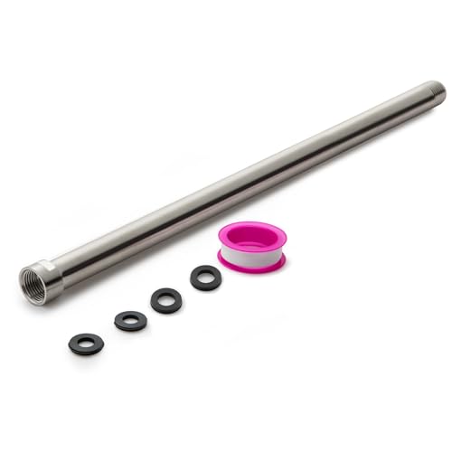 OFFO Shower Head Extension Arm, Brushed Nickel 16 in Shower Arm Extension Shower Head Extender Made of 305 Stainless Steel Shower Pipe Extension - color: Brushed Nickel, style: 16 in