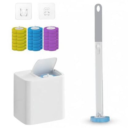 2026 New Disposable Toilet Brush, Disposable Toilet Cleaning System, Ocean/Lemon/Lavender 3 Aromatherapy, Includes Disposable Cleaning Stick, Storage Box and Scented Refill Tabs (Grey-Mix*18) - color: Grey-mix*18