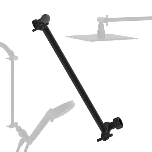 All-Metal Shower Extension Arm, G1/2" Universal/Adjustable, 11-Inch, Black | Brass Flexible Shower Head Extender Height/Angle Adjusted, Stainless Steel Pipe Extending with Lock Joint for Rain Showerhead - color: Matte Black, size: 11 Inch
