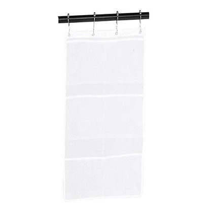 6 Pockets Mesh Shower Organiser Bathroom Over The Door Hanging Mesh Pockets Storage Bag Holder Hanging Caddy with Hooks Quick Dry Bathroom Storage Basket