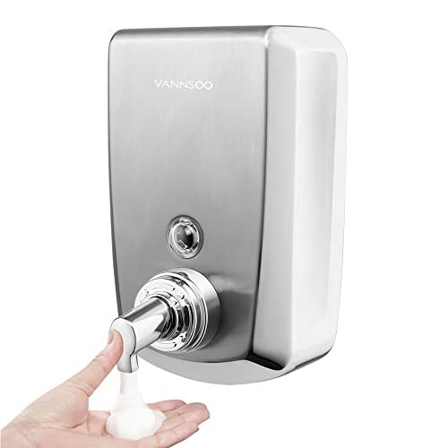 Commercial Wall Mount Stainless Steel Foam Soap Dispenser | 40 oz (1200ml) Industrial Refillable Foaming Hand Sanitizer Dispensers for Bathroom and Kitchen - size: 1200ml (H9)