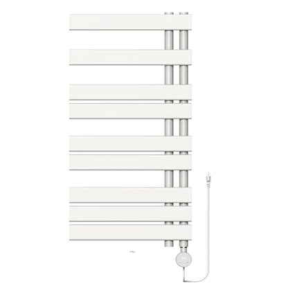 P&Dlusir M205 Electric Towel Warmer, White, H39.76 x W19.69 | Heated Towel Rack, No Preheat, Fast Dry, Precise Timer, Plug-in/Hardwired - color: White, size: 39.76"H x 19.69"L