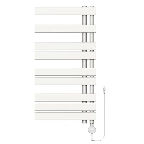 P&Dlusir M205 Electric Towel Warmer, White, H39.76 x W19.69 | Heated Towel Rack, No Preheat, Fast Dry, Precise Timer, Plug-in/Hardwired - color: White, size: 39.76"H x 19.69"L