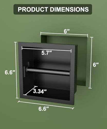 BARONAGE Recessed Toilet Paper Holder 6 Inch, Matte Black | Built-in Toilet Paper Holders, 304 Stainless Steel Tissue Roll Holder Niche, Toilets Paper Dispenser Insert, Bathroom Niche - color: Black, size: 6 Inch