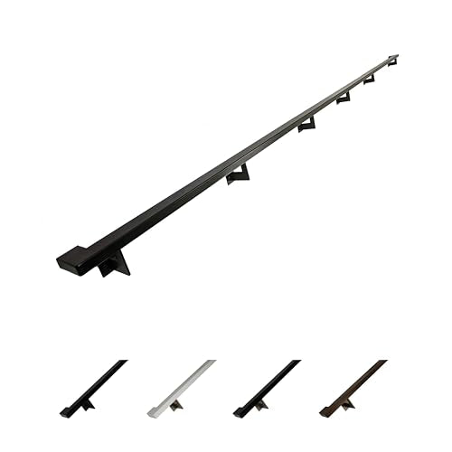 Urban Contemporary Aluminum Complete Handrail Grab Bar Set, Brackets Included, Powder Coated Finish (Black, 17 Foot Handrail) - color: Black, size: 17 Foot Handrail